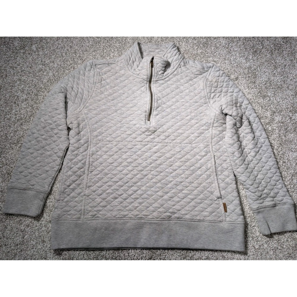 Quilted Half-Zip Pullover Jacket - Light Gray